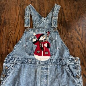 Vintage Denim Snowman Overalls